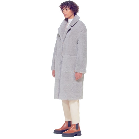 FREED oversized teddy coat in dusty blue - Picture 1 of 7